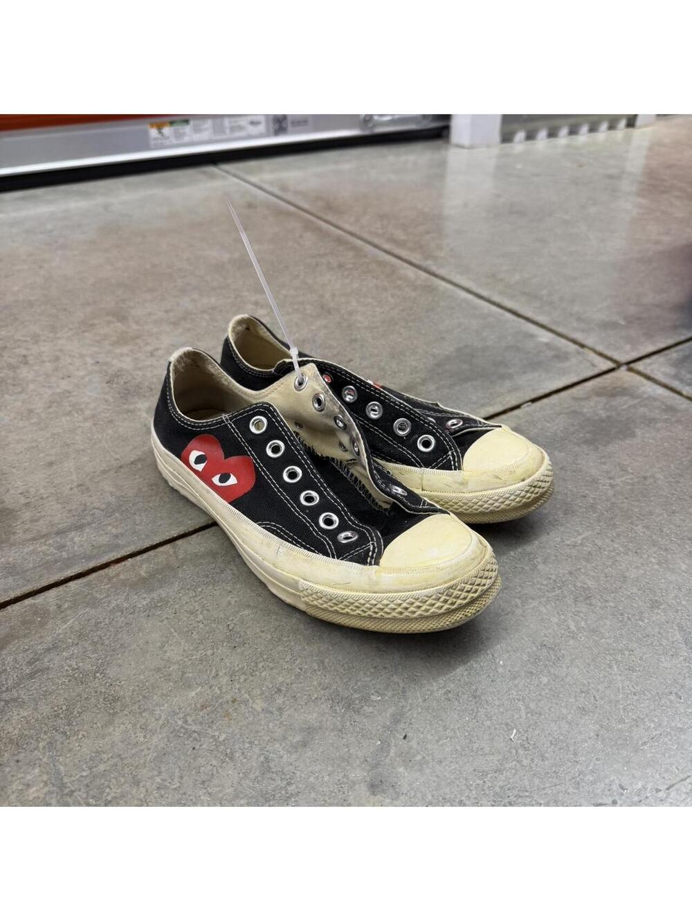 Converse Chuck 70 Ox Comme Des Garcons PLAY Heart Black lows NO LACES size 5